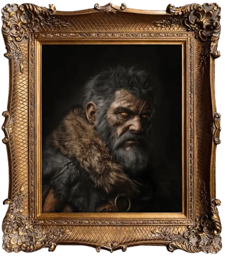 A 16th century style portrait of a were-wolf in man form.