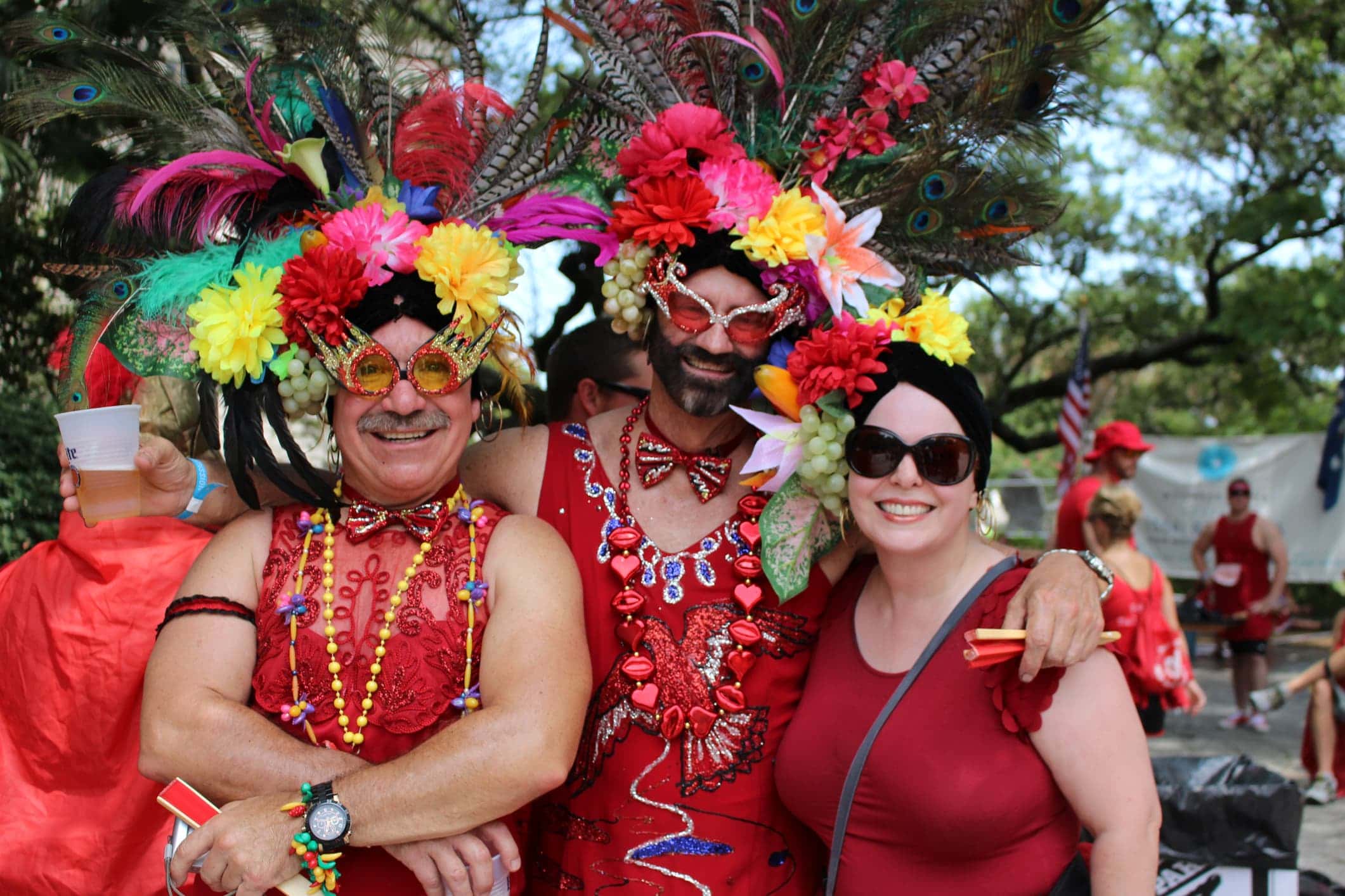 Participants of the Red Dress Run in red costumes