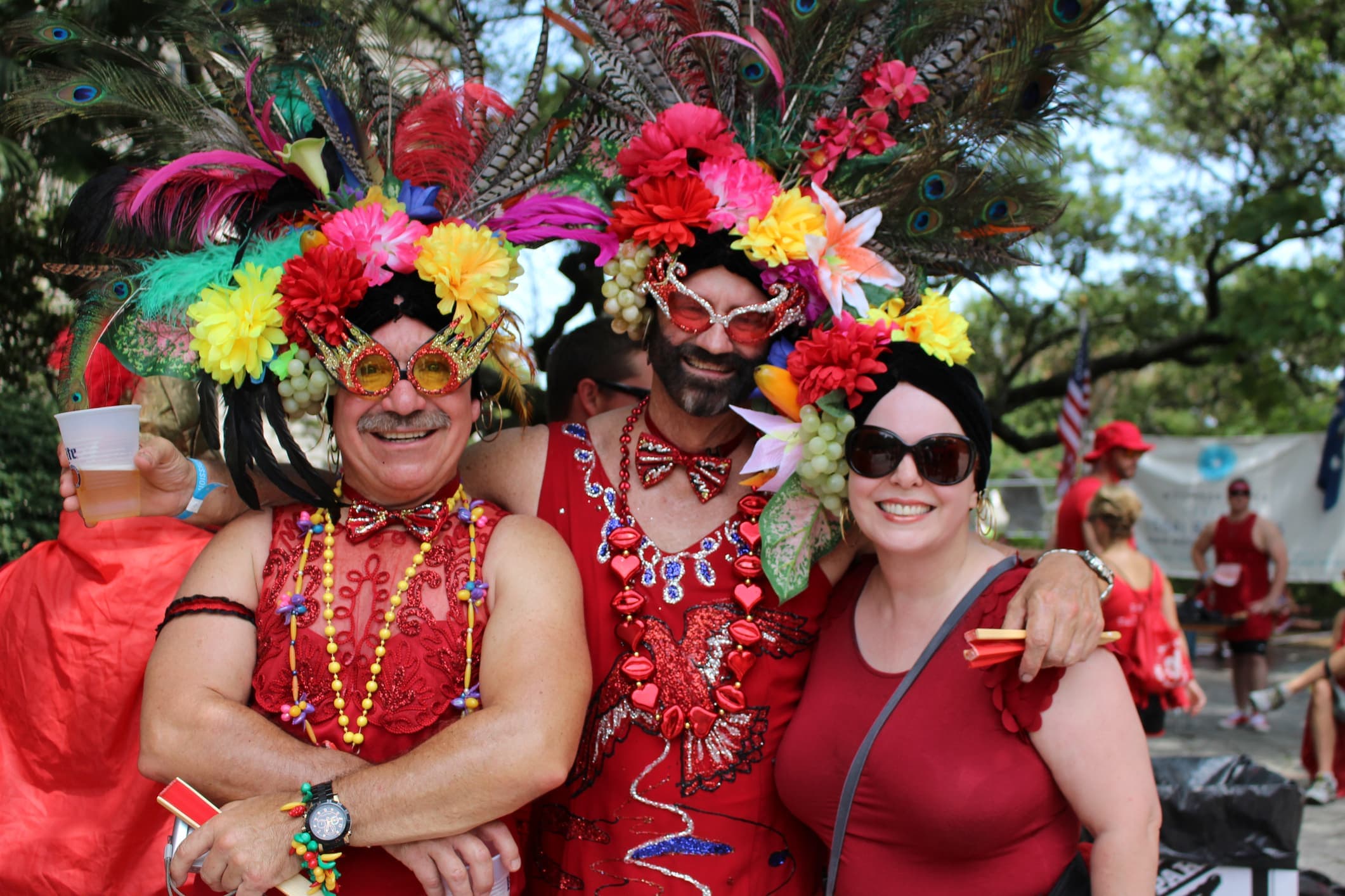 Participants of the Red Dress Run in red costumes