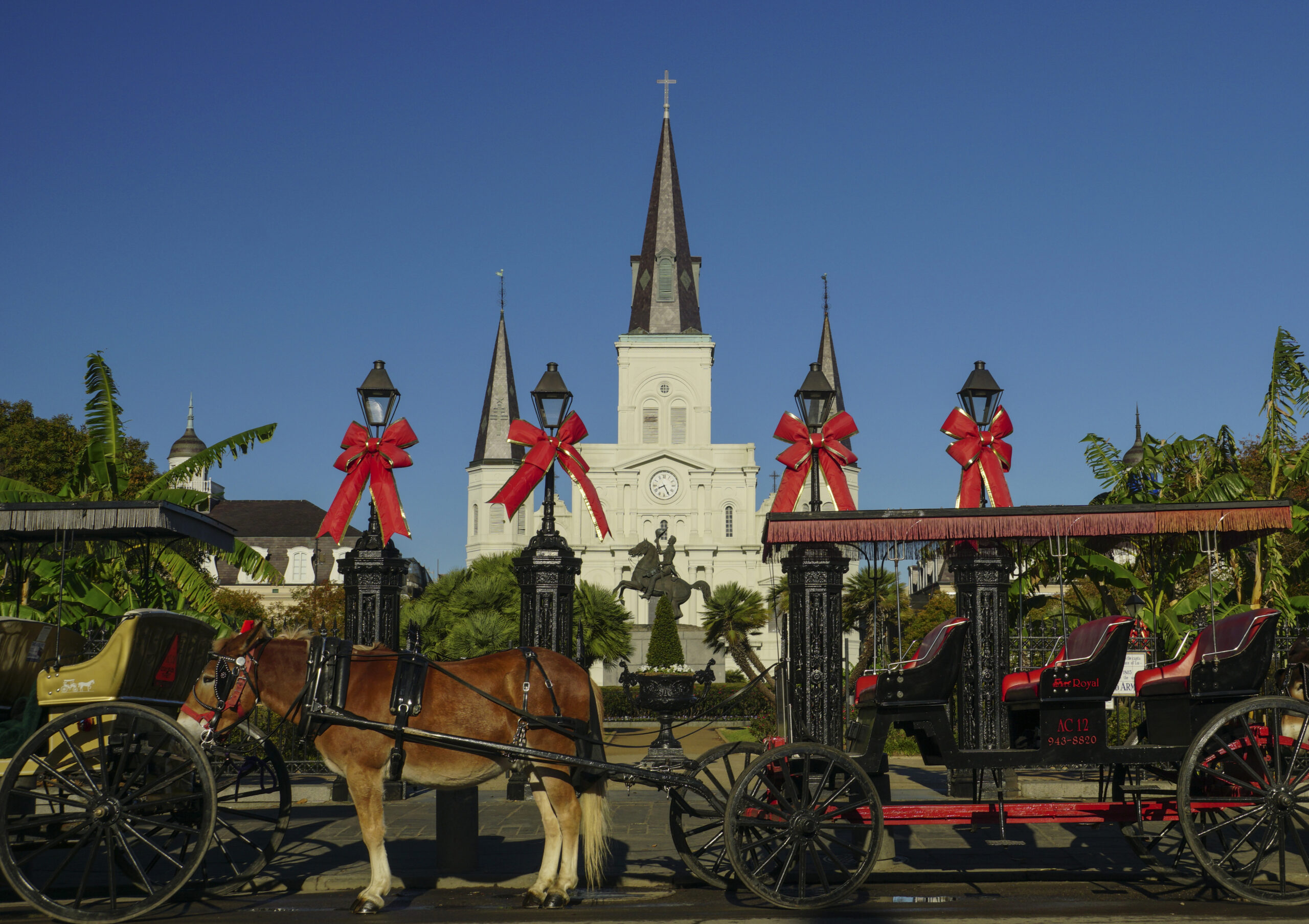 St Louis Cathedral in Jackson Square decorated for Christmas in New Orleans